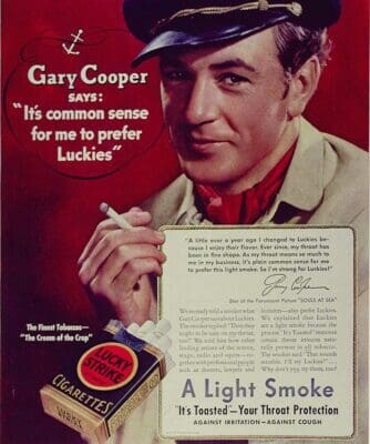 Gary Cooper says “its common sense for me to prefer Luckies”