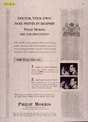 Doctor, Your Own Nose Proves in Seconds Philip Morris are Less Irritating!