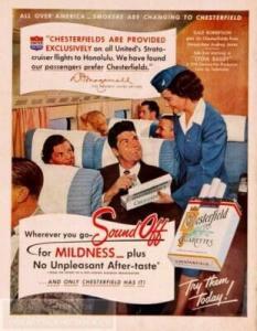 1952 - Chesterfields Ad with United Airlines - Sampling